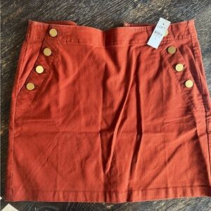 LOFT Skirt in Rich Orange with Gold Accents